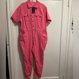 Women’s plus size pink chic denim jumpsuit size 3X
